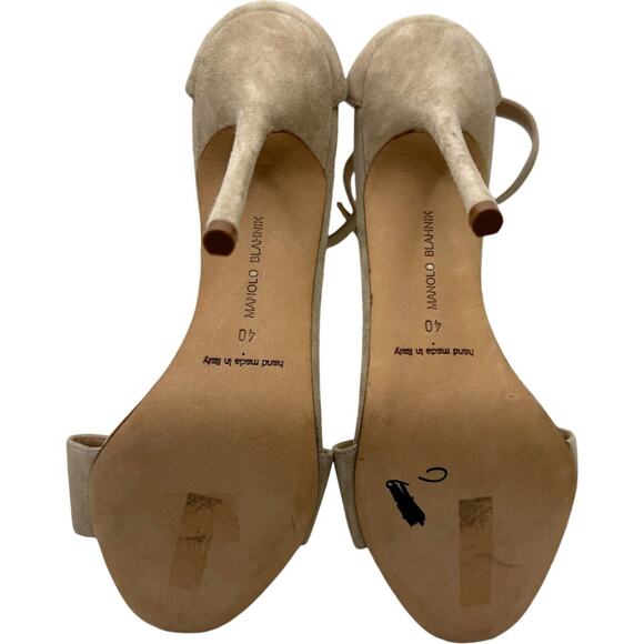 Manolo Blahnik Tres Ankle Strap Sandals In Nude Size 40 - Picture 8 of 15